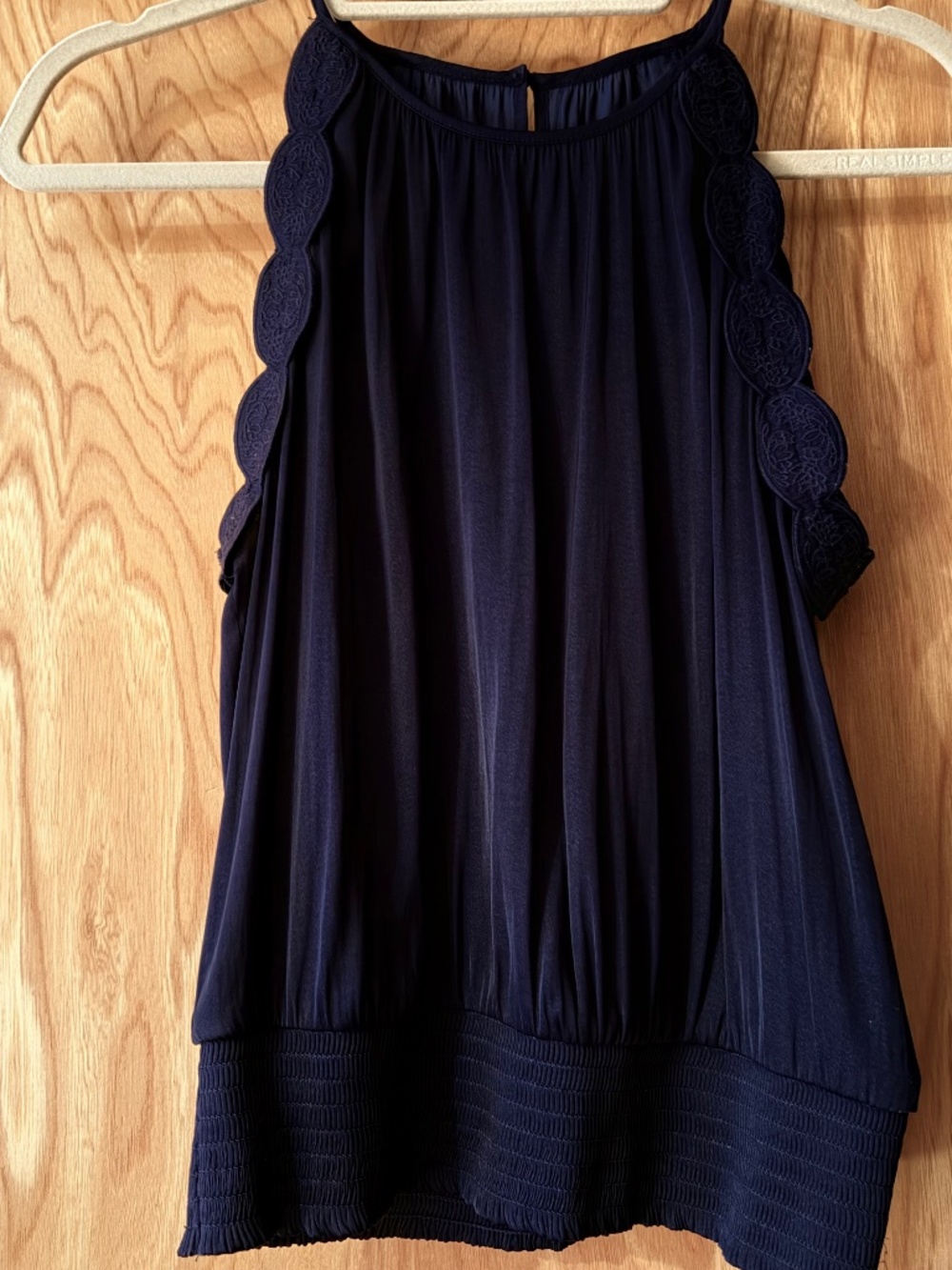 WHBM Navy Blue Smocked 2-Piece Midi Skirt & Halter Top Set Size 4